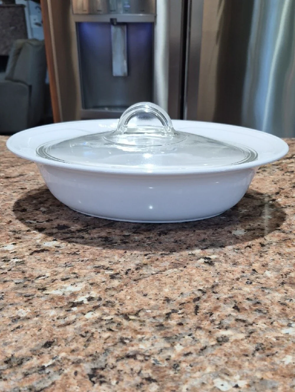 Corningware Elegant Floral Bowl White Covered Casserole with Clear Lid